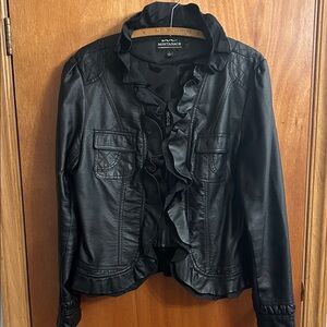 Montanaco Faux Leather Women's Jacket with ruffles size large